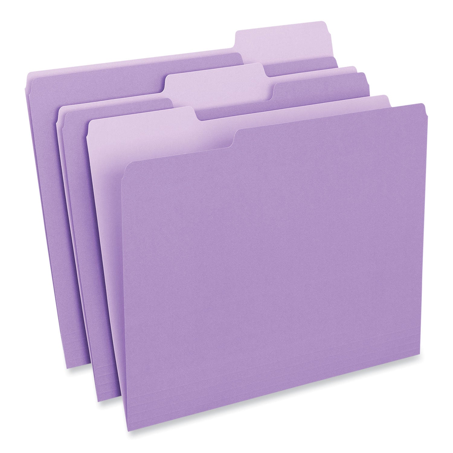 Interior File Folders, 1/3-Cut Tabs: Assorted, Letter Size, 11-pt Stock, Violet, 100/Box - 