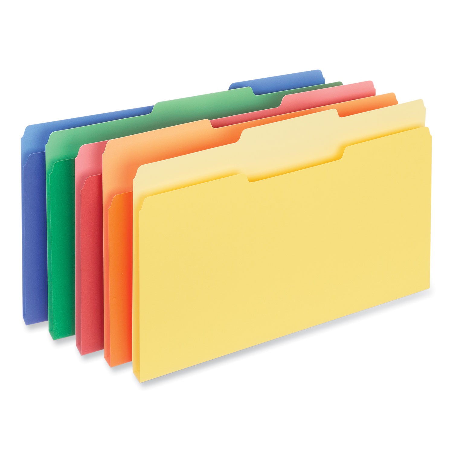 Interior File Folders, 1/3-Cut Tabs: Assorted, Letter Size, 11-pt Stock, Assorted Colors, 100/Box - 