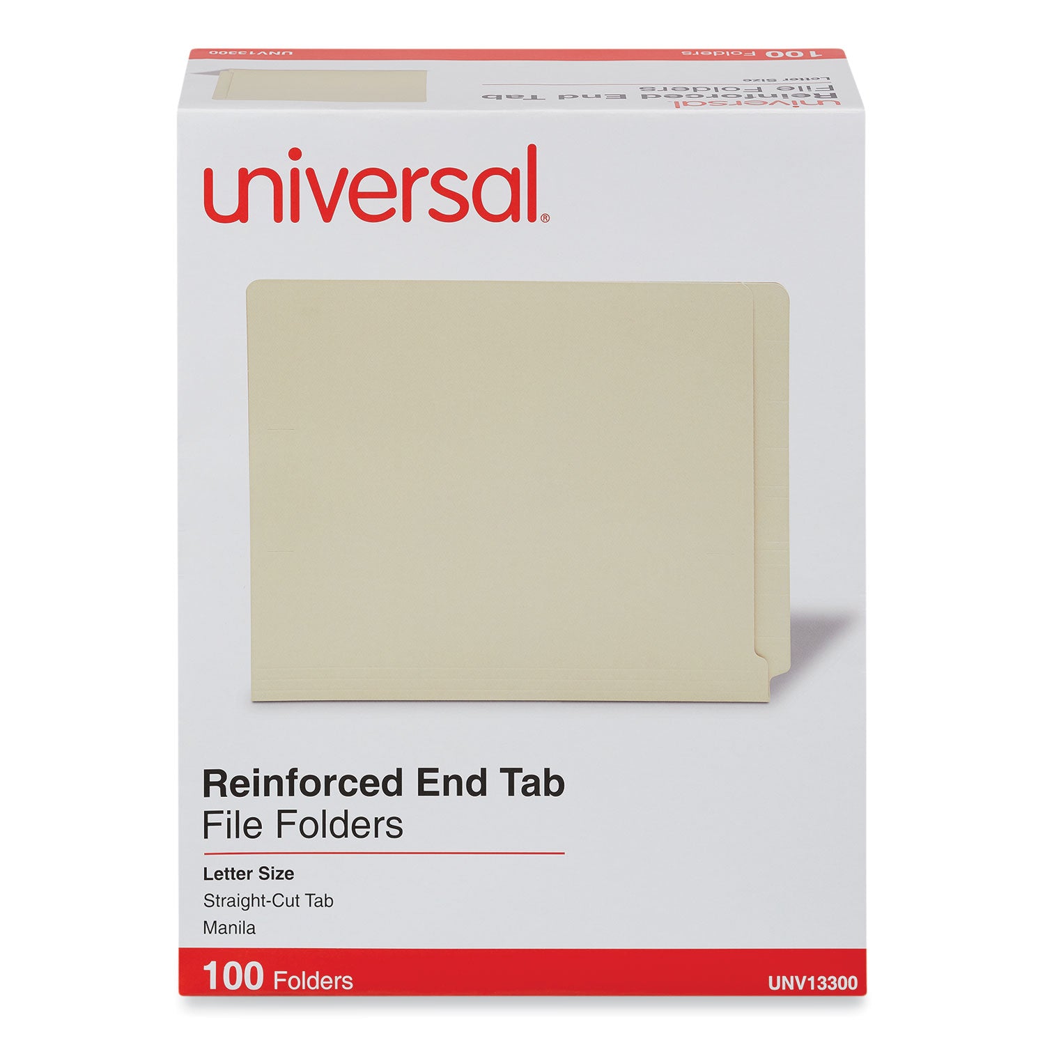 Deluxe Reinforced End Tab Folders, 9" High Front, Straight Tabs, Letter Size, 0.75" Expansion, Manila, 100/Box - 