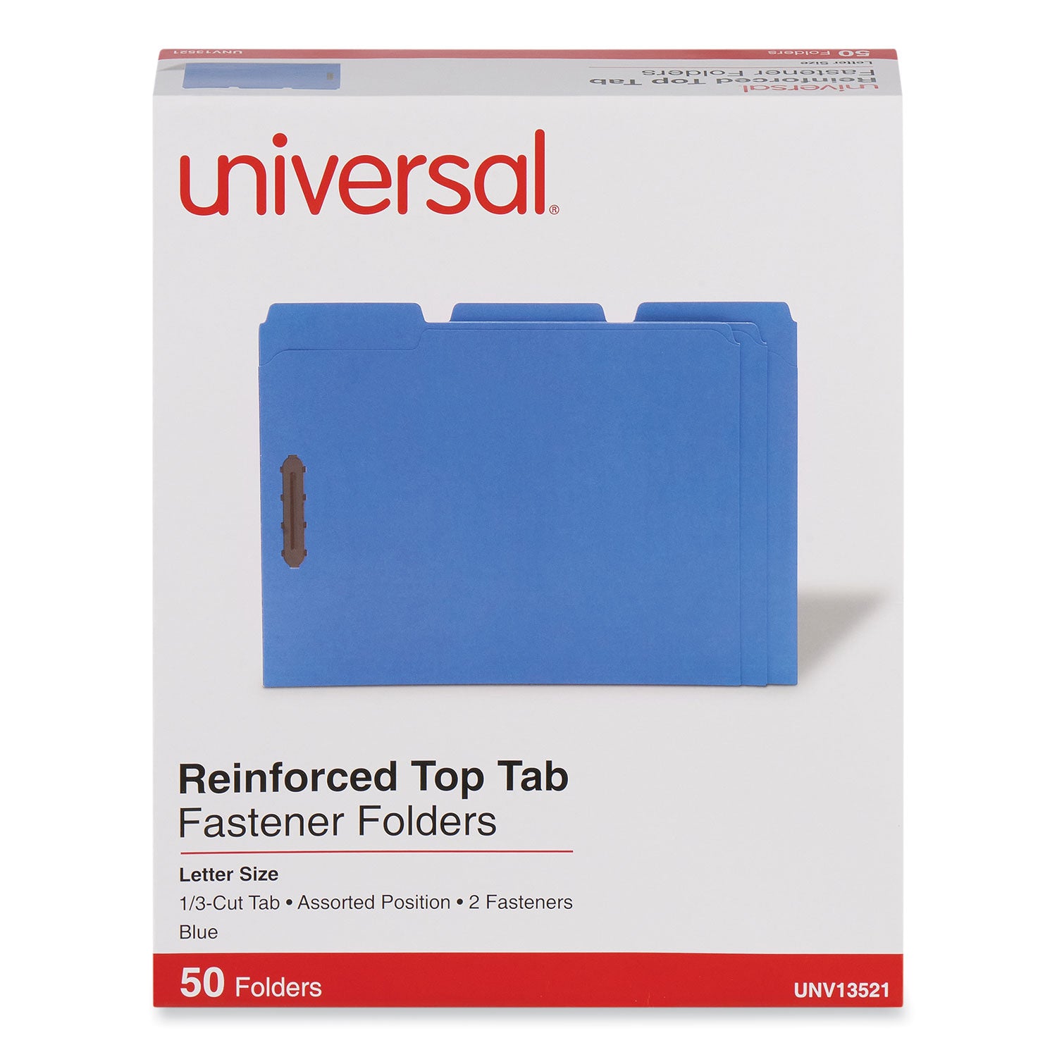 Deluxe Reinforced Top Tab Fastener Folders, 0.75" Expansion, 2 Fasteners, Letter Size, Blue Exterior, 50/Box - 