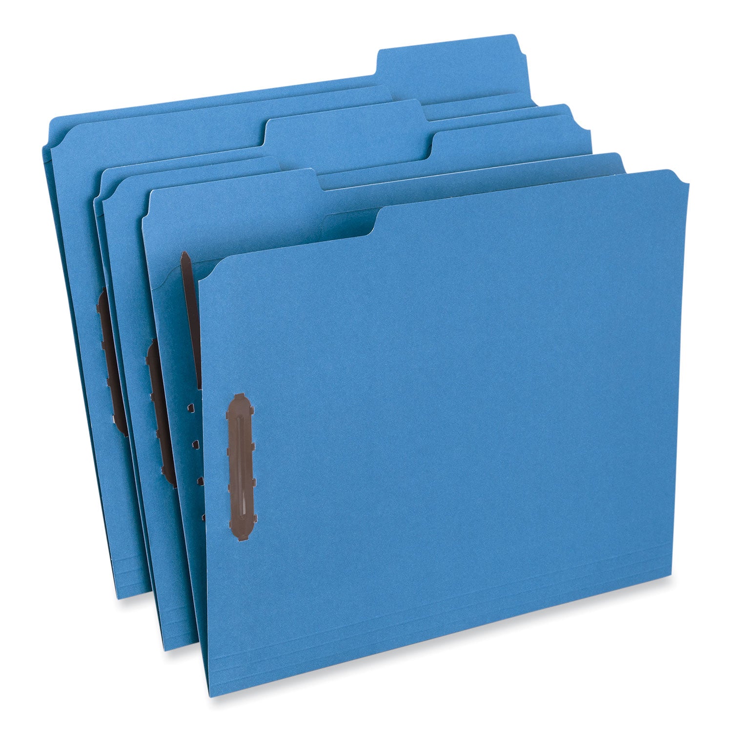 Deluxe Reinforced Top Tab Fastener Folders, 0.75" Expansion, 2 Fasteners, Letter Size, Blue Exterior, 50/Box - 