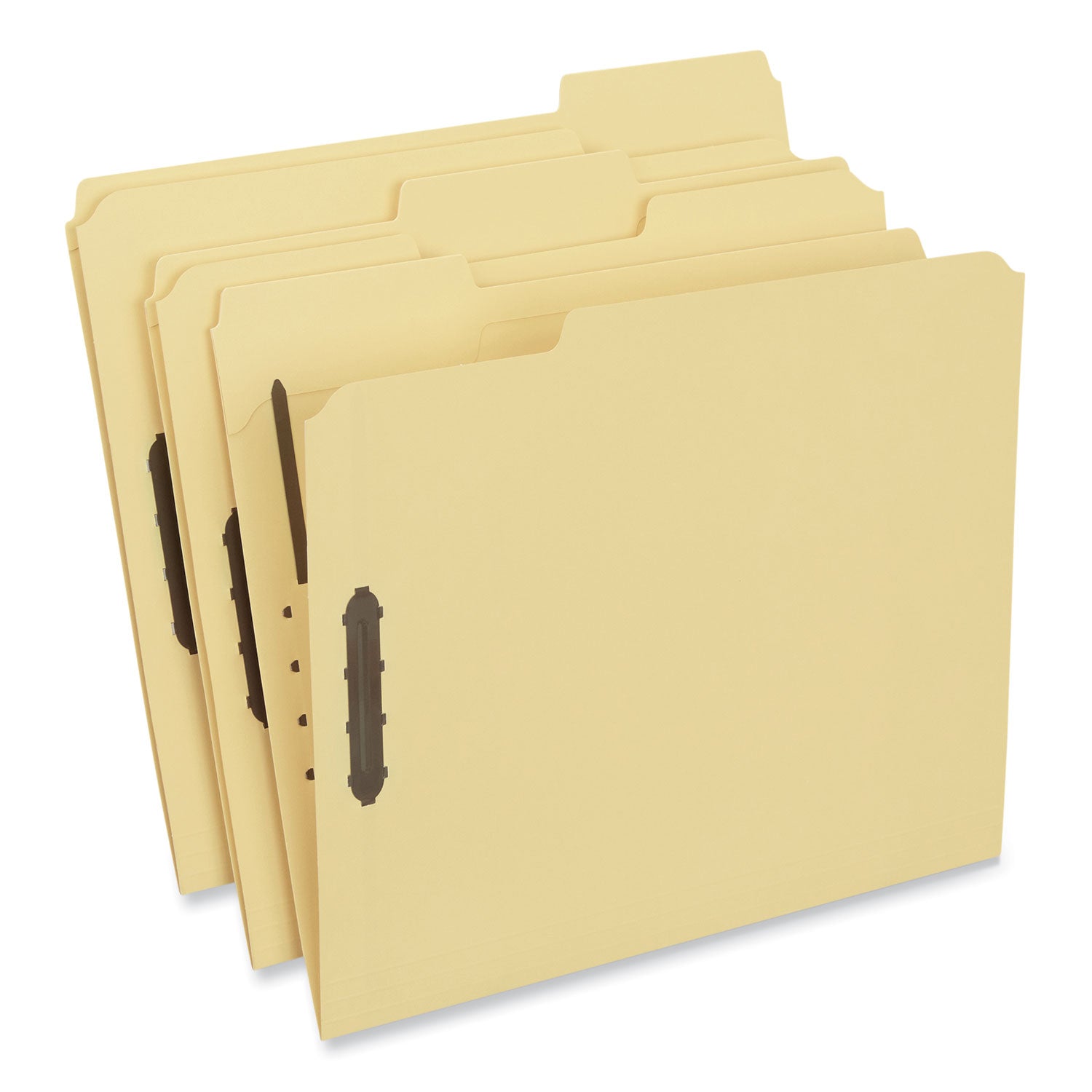 Deluxe Reinforced Top Tab Fastener Folders, 0.75" Expansion, 2 Fasteners, Letter Size, Yellow Exterior, 50/Box - 