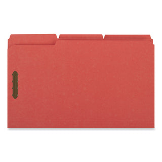 Deluxe Reinforced Top Tab Fastener Folders, 0.75" Expansion, 2 Fasteners, Legal Size, Red Exterior, 50/Box - 