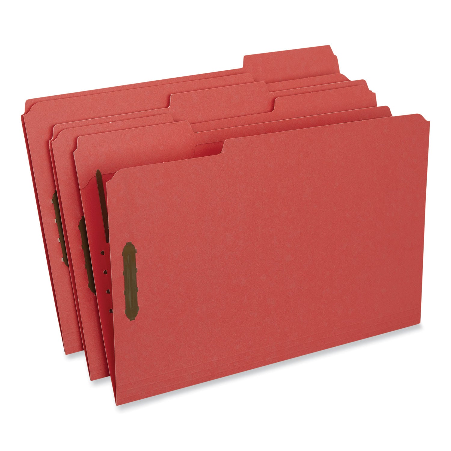 Deluxe Reinforced Top Tab Fastener Folders, 0.75" Expansion, 2 Fasteners, Legal Size, Red Exterior, 50/Box - 