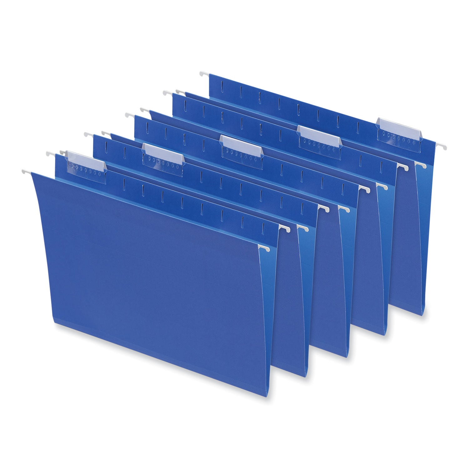 Deluxe Bright Color Hanging File Folders, Letter Size, 1/5-Cut Tabs, Blue, 25/Box - 