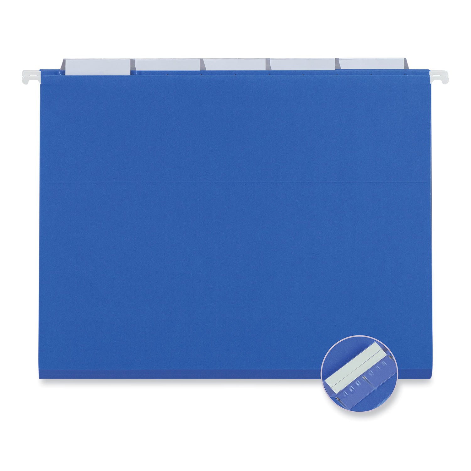 Deluxe Bright Color Hanging File Folders, Letter Size, 1/5-Cut Tabs, Blue, 25/Box - 