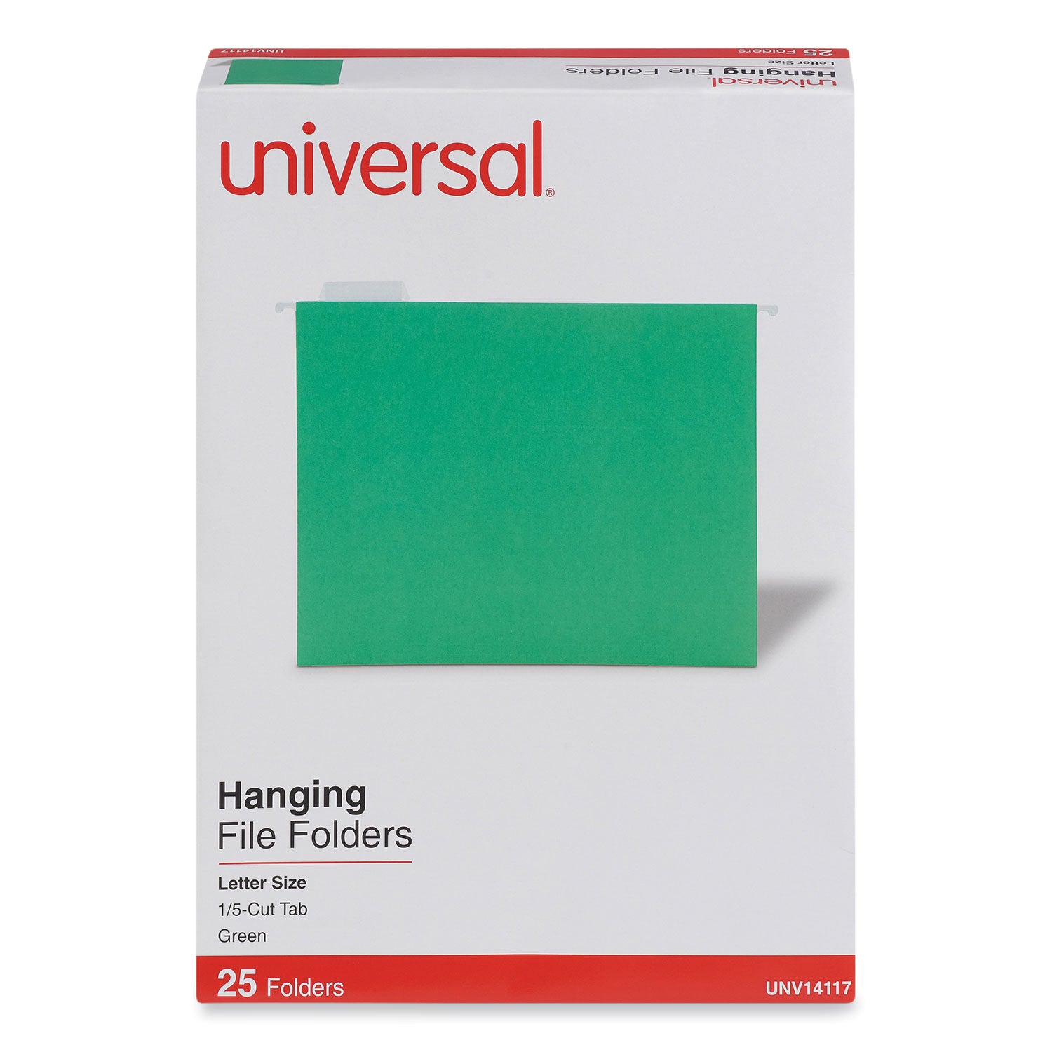 Deluxe Bright Color Hanging File Folders, Letter Size, 1/5-Cut Tabs, Bright Green, 25/Box - 