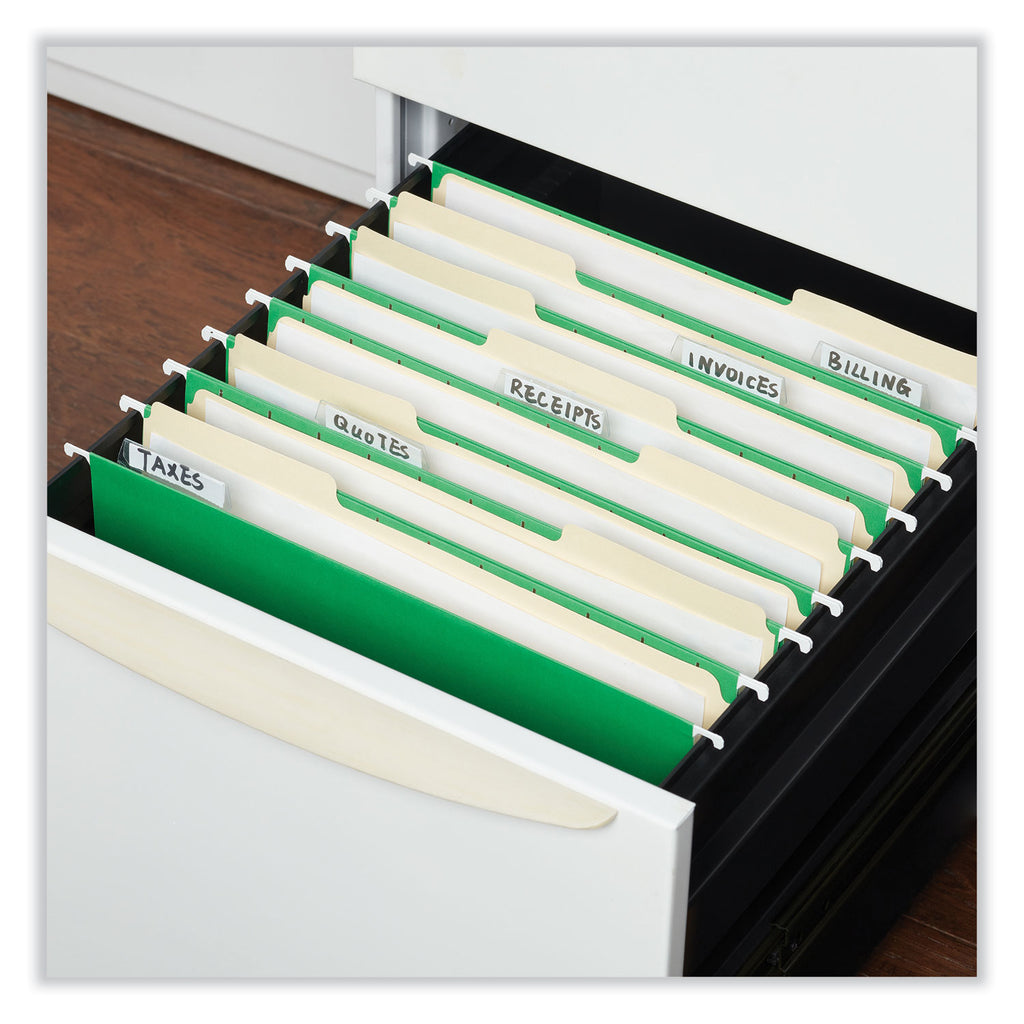 Deluxe Bright Color Hanging File Folders, Letter Size, 1/5-Cut Tabs, Bright Green, 25/Box - 
