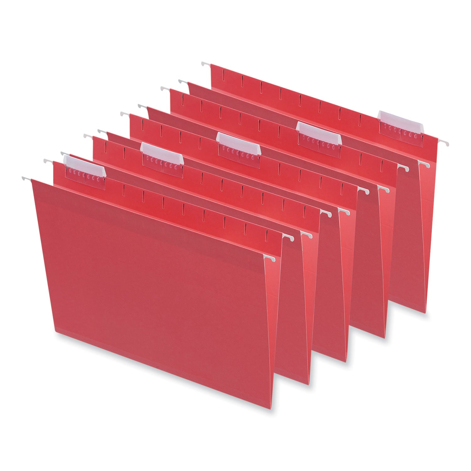 Deluxe Bright Color Hanging File Folders, Letter Size, 1/5-Cut Tabs, Red, 25/Box - 