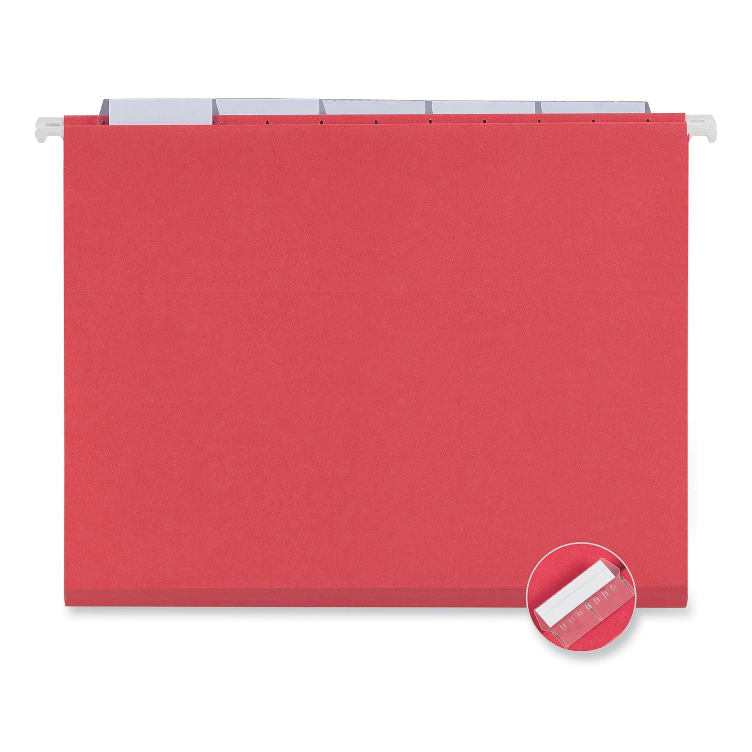 Deluxe Bright Color Hanging File Folders, Letter Size, 1/5-Cut Tabs, Red, 25/Box - 