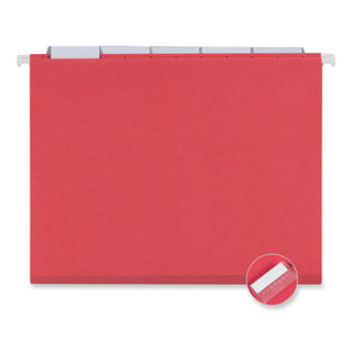 Deluxe Bright Color Hanging File Folders, Letter Size, 1/5-Cut Tabs, Red, 25/Box - 