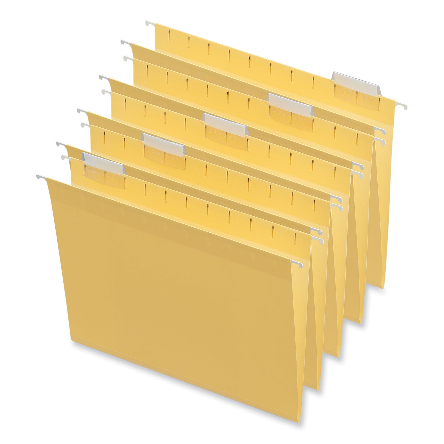 Deluxe Bright Color Hanging File Folders, Letter Size, 1/5-Cut Tabs, Yellow, 25/Box - 