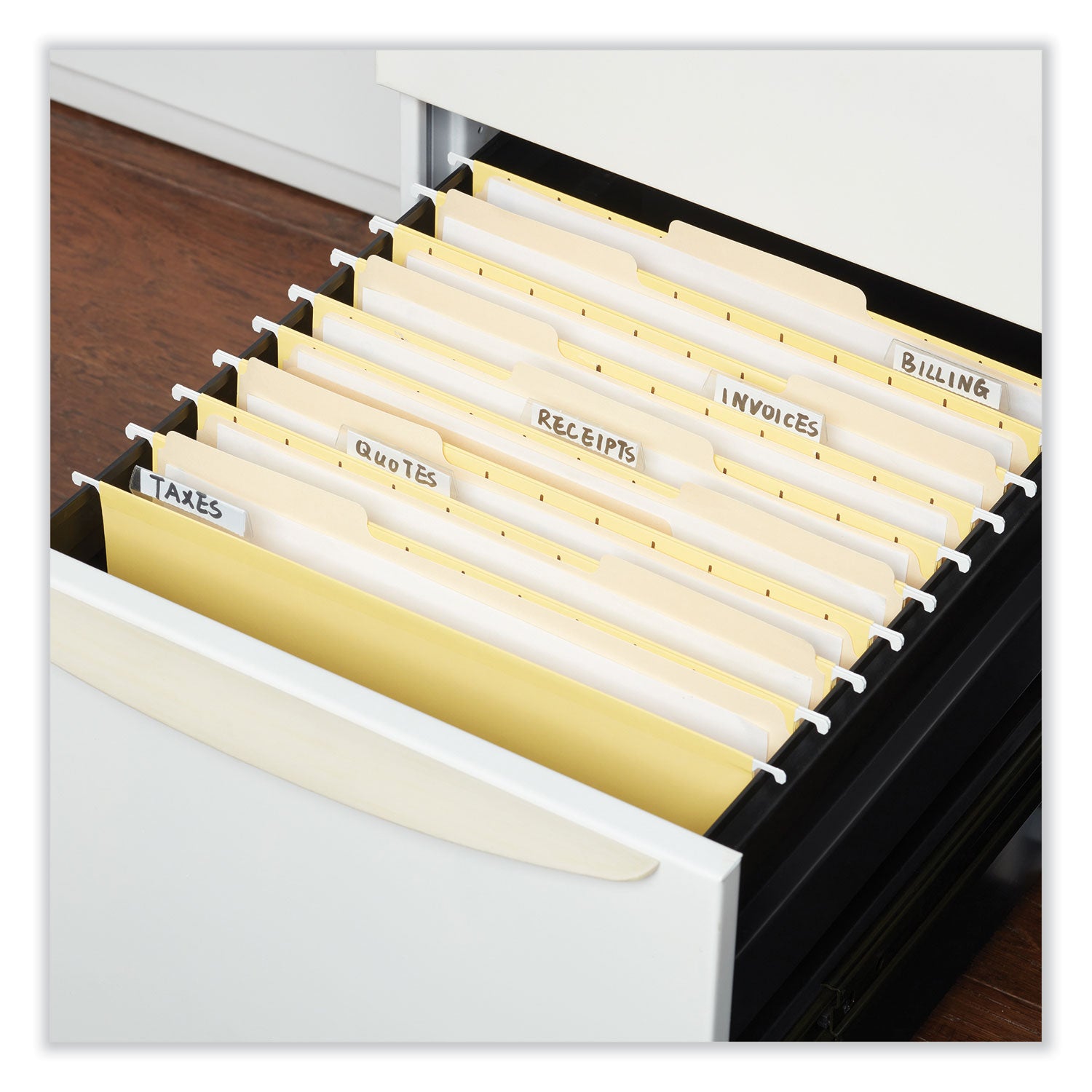 Deluxe Bright Color Hanging File Folders, Letter Size, 1/5-Cut Tabs, Yellow, 25/Box - 