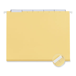 Deluxe Bright Color Hanging File Folders, Letter Size, 1/5-Cut Tabs, Yellow, 25/Box - 
