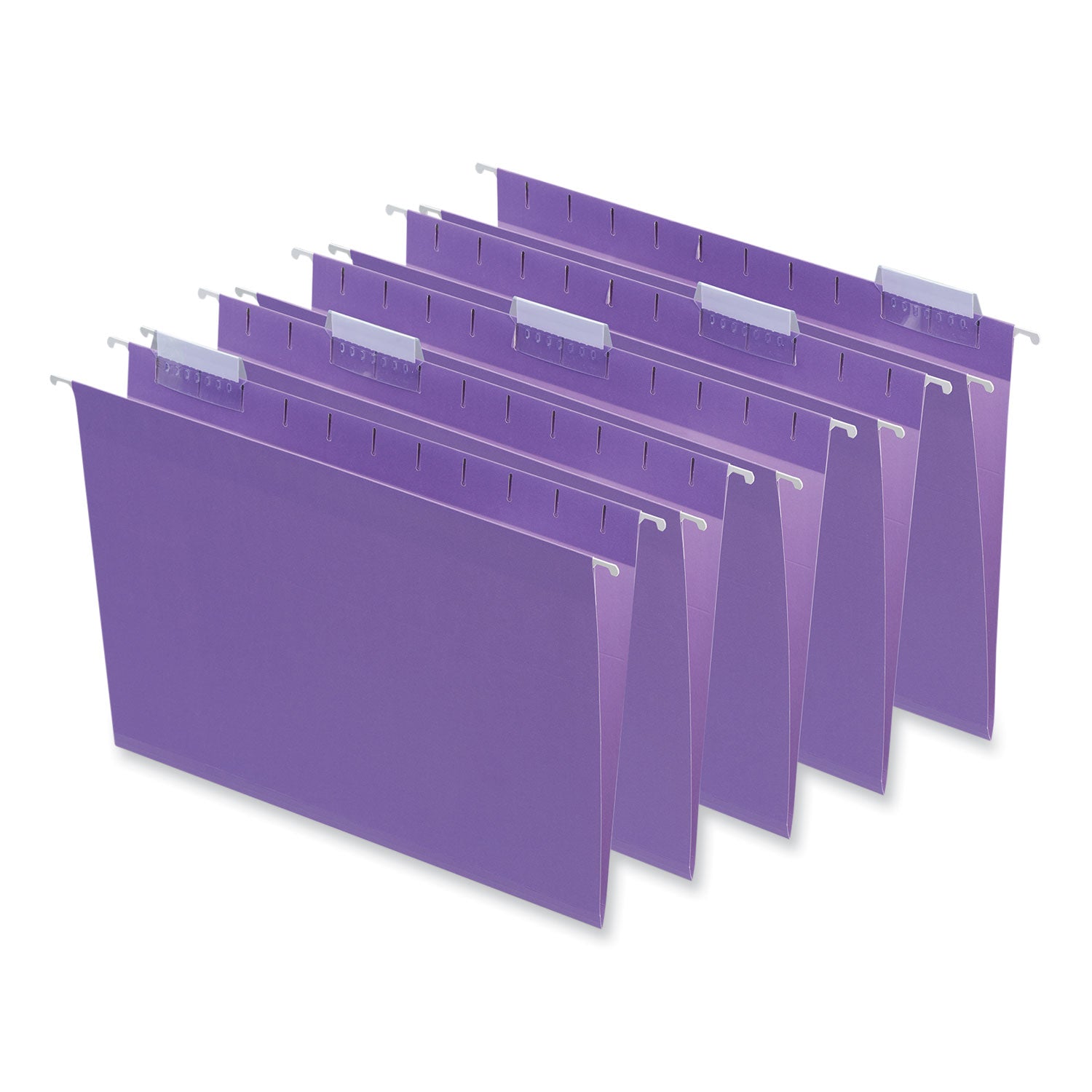 Deluxe Bright Color Hanging File Folders, Letter Size, 1/5-Cut Tabs, Violet, 25/Box - 