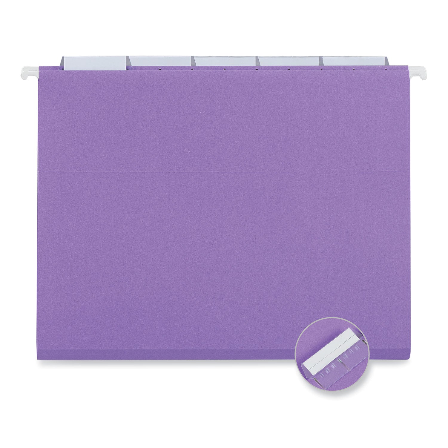 Deluxe Bright Color Hanging File Folders, Letter Size, 1/5-Cut Tabs, Violet, 25/Box - 