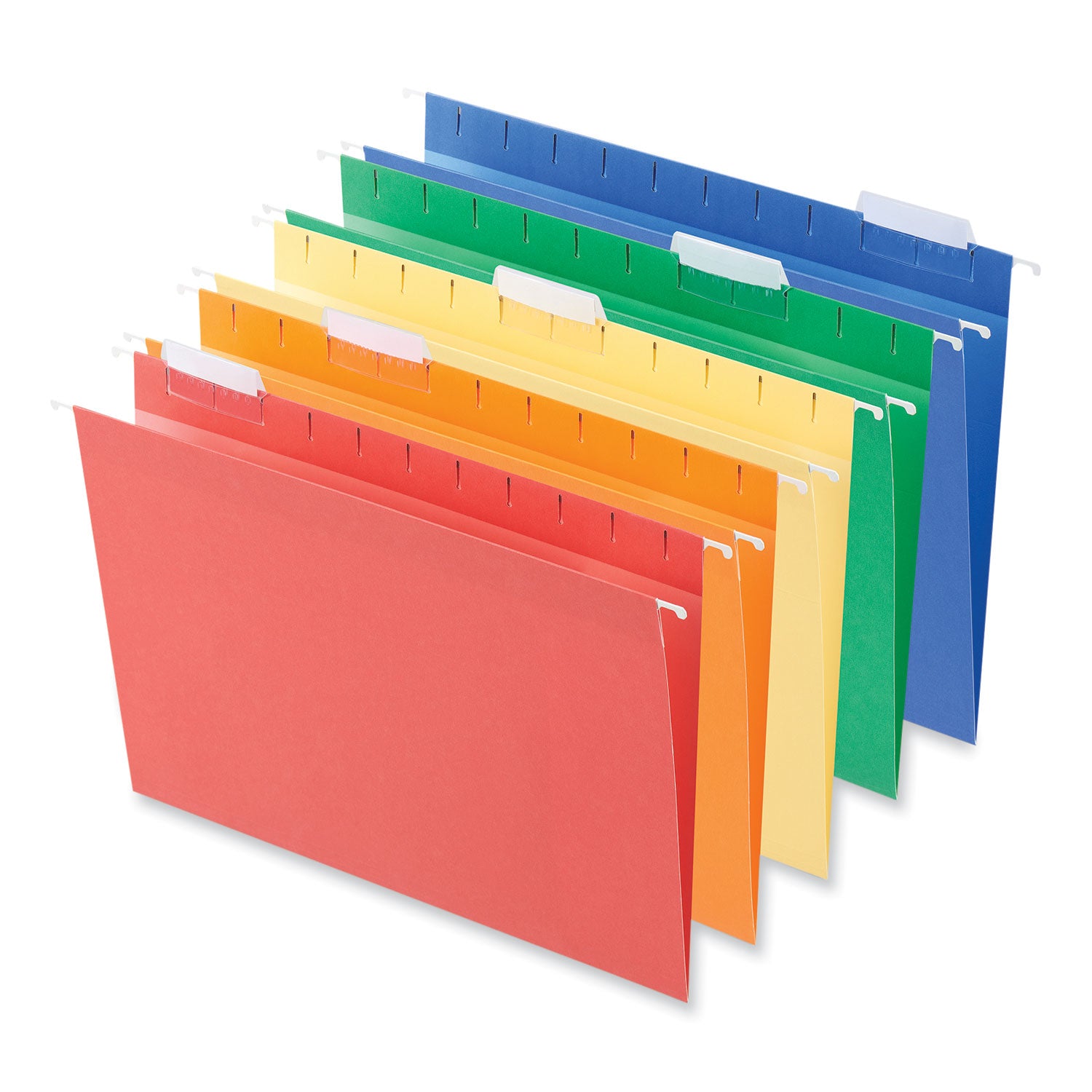 Deluxe Bright Color Hanging File Folders, Letter Size, 1/5-Cut Tabs, Assorted Colors, 25/Box - 