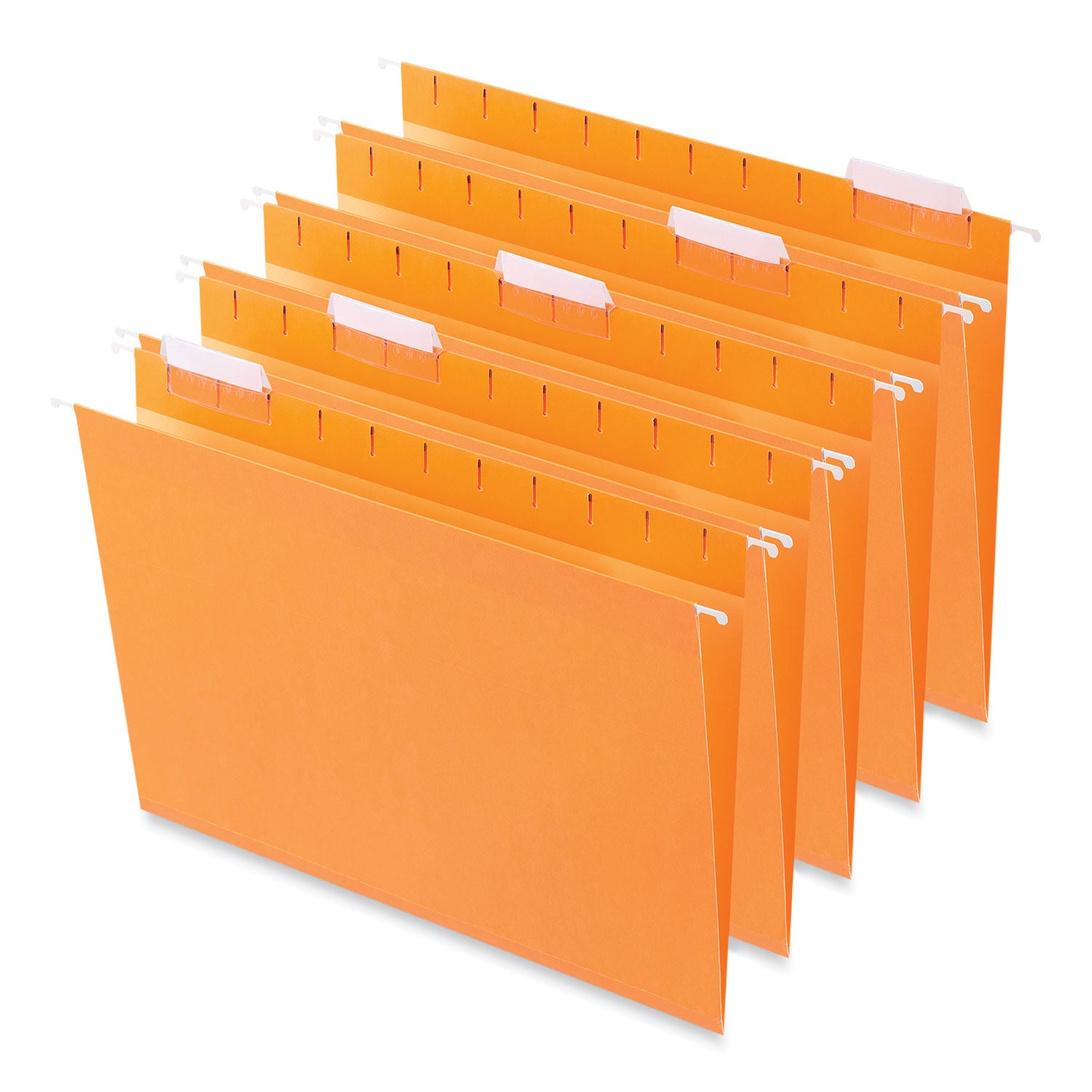 Deluxe Bright Color Hanging File Folders, Letter Size, 1/5-Cut Tabs, Orange, 25/Box - 