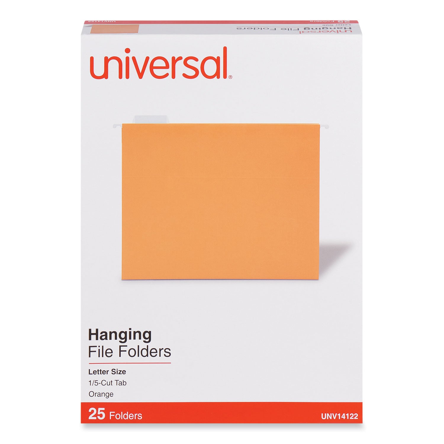 Deluxe Bright Color Hanging File Folders, Letter Size, 1/5-Cut Tabs, Orange, 25/Box - 