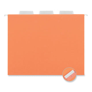 Deluxe Bright Color Hanging File Folders, Letter Size, 1/5-Cut Tabs, Orange, 25/Box - 