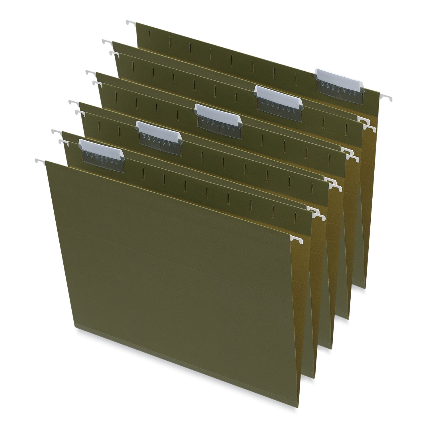 Box Bottom Hanging File Folders, 1" Capacity, Letter Size, 1/5-Cut Tabs, Standard Green, 25/Box - 