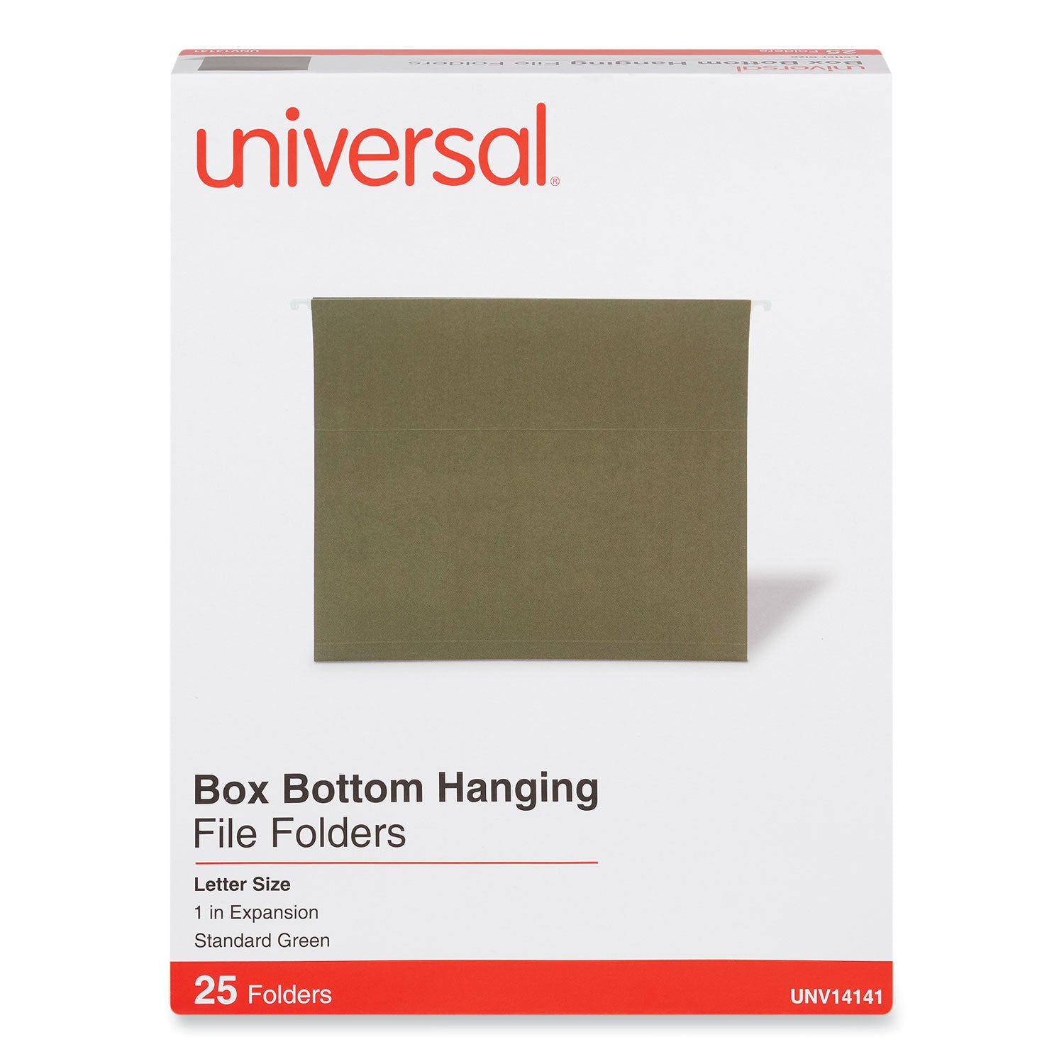 Box Bottom Hanging File Folders, 1" Capacity, Letter Size, 1/5-Cut Tabs, Standard Green, 25/Box - 