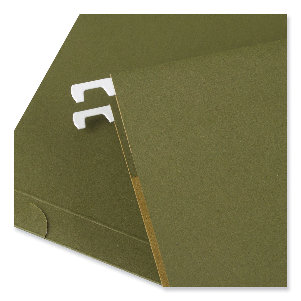 Box Bottom Hanging File Folders, 1" Capacity, Letter Size, 1/5-Cut Tabs, Standard Green, 25/Box - 