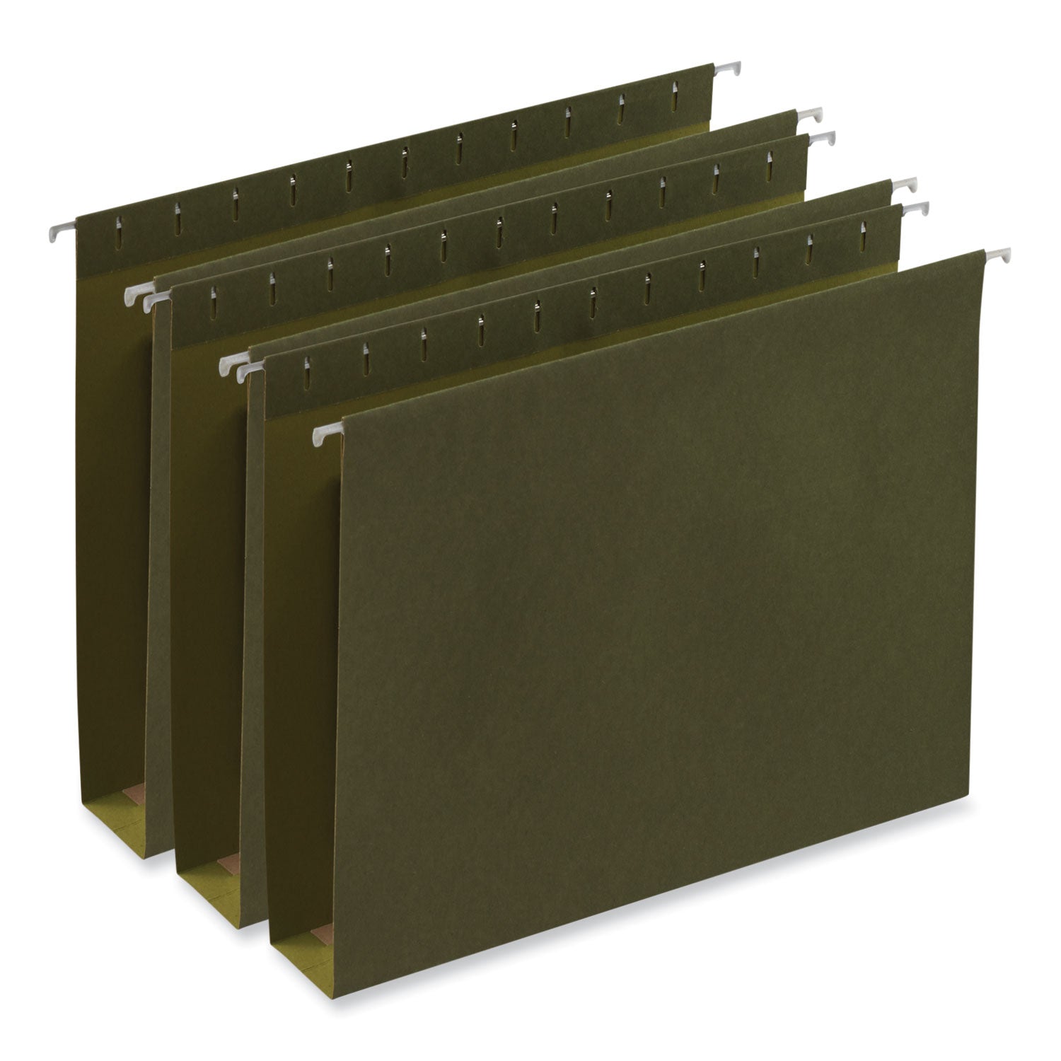 Box Bottom Hanging File Folders, 2" Capacity, Letter Size, 1/5-Cut Tabs, Standard Green, 25/Box - 