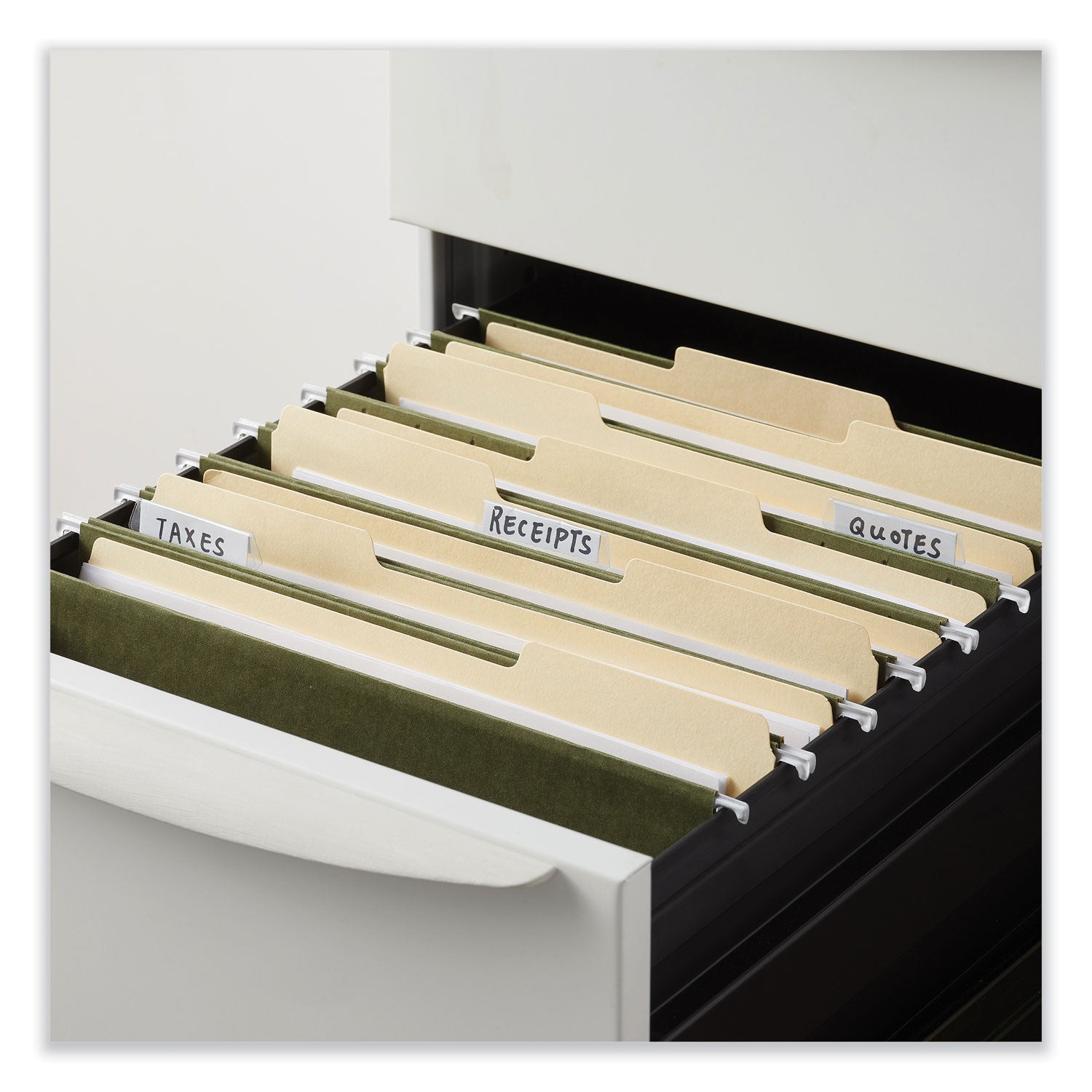 Box Bottom Hanging File Folders, 2" Capacity, Letter Size, 1/5-Cut Tabs, Standard Green, 25/Box - 