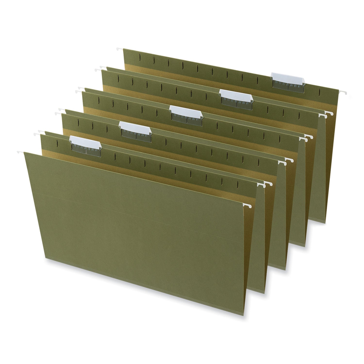 Box Bottom Hanging File Folders, 1" Capacity, Legal Size, 1/5-Cut Tabs, Standard Green, 25/Box - 