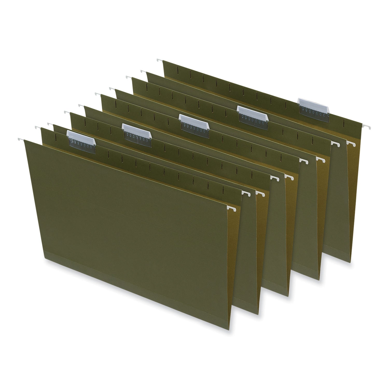 Box Bottom Hanging File Folders, 2" Capacity, Legal Size, 1/5-Cut Tabs, Standard Green, 25/Box - 