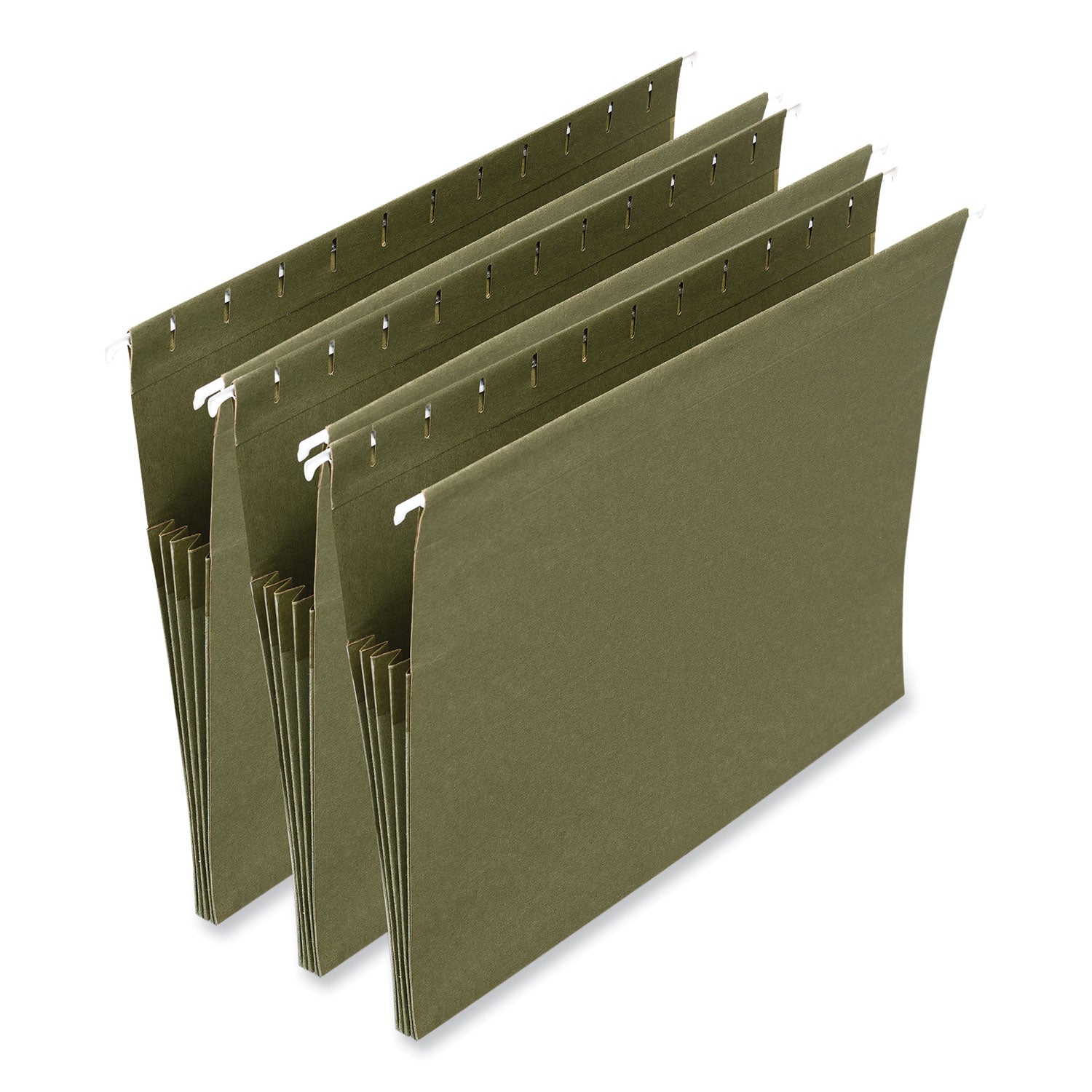 Hanging Box Bottom File Pockets, 1 Section, 3.5" Capacity, Letter Size, Standard Green, 10/Box - 