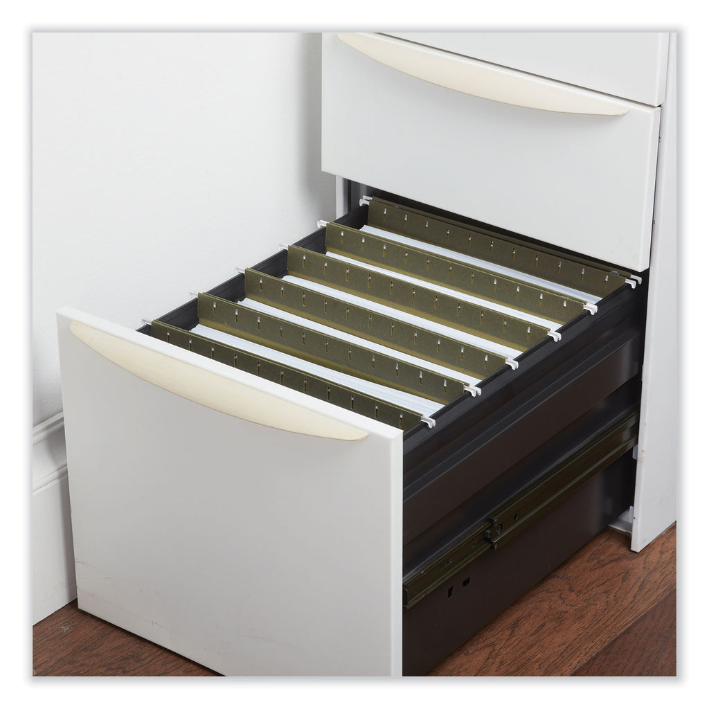 Hanging Box Bottom File Pockets, 1 Section, 3.5" Capacity, Letter Size, Standard Green, 10/Box - 