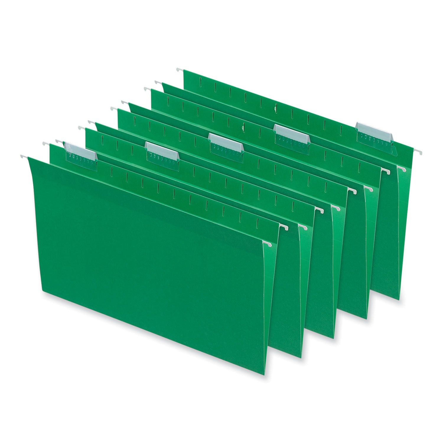 Deluxe Bright Color Hanging File Folders, Legal Size, 1/5-Cut Tabs, Bright Green, 25/Box - 