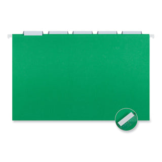 Deluxe Bright Color Hanging File Folders, Legal Size, 1/5-Cut Tabs, Bright Green, 25/Box - 