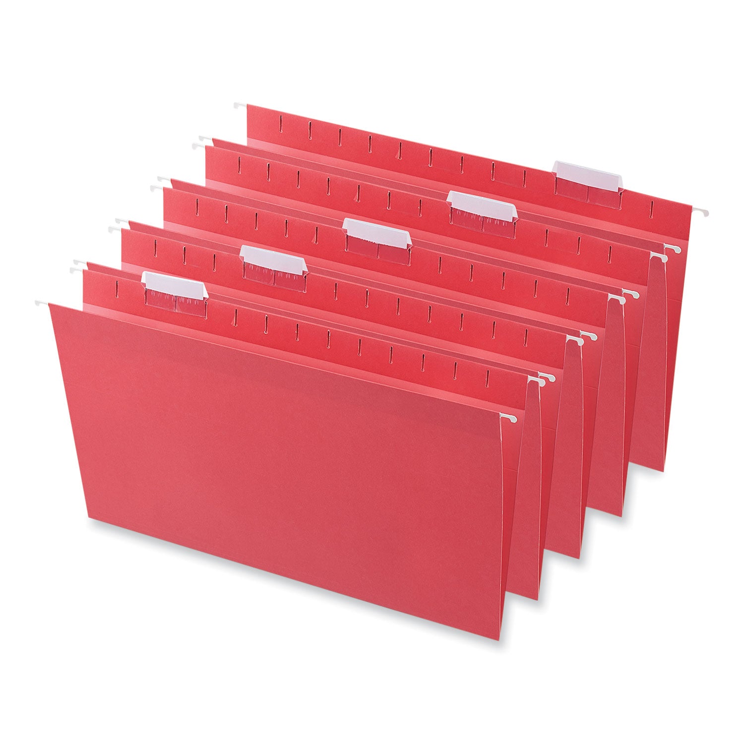 Deluxe Bright Color Hanging File Folders, Legal Size, 1/5-Cut Tabs, Red, 25/Box - 