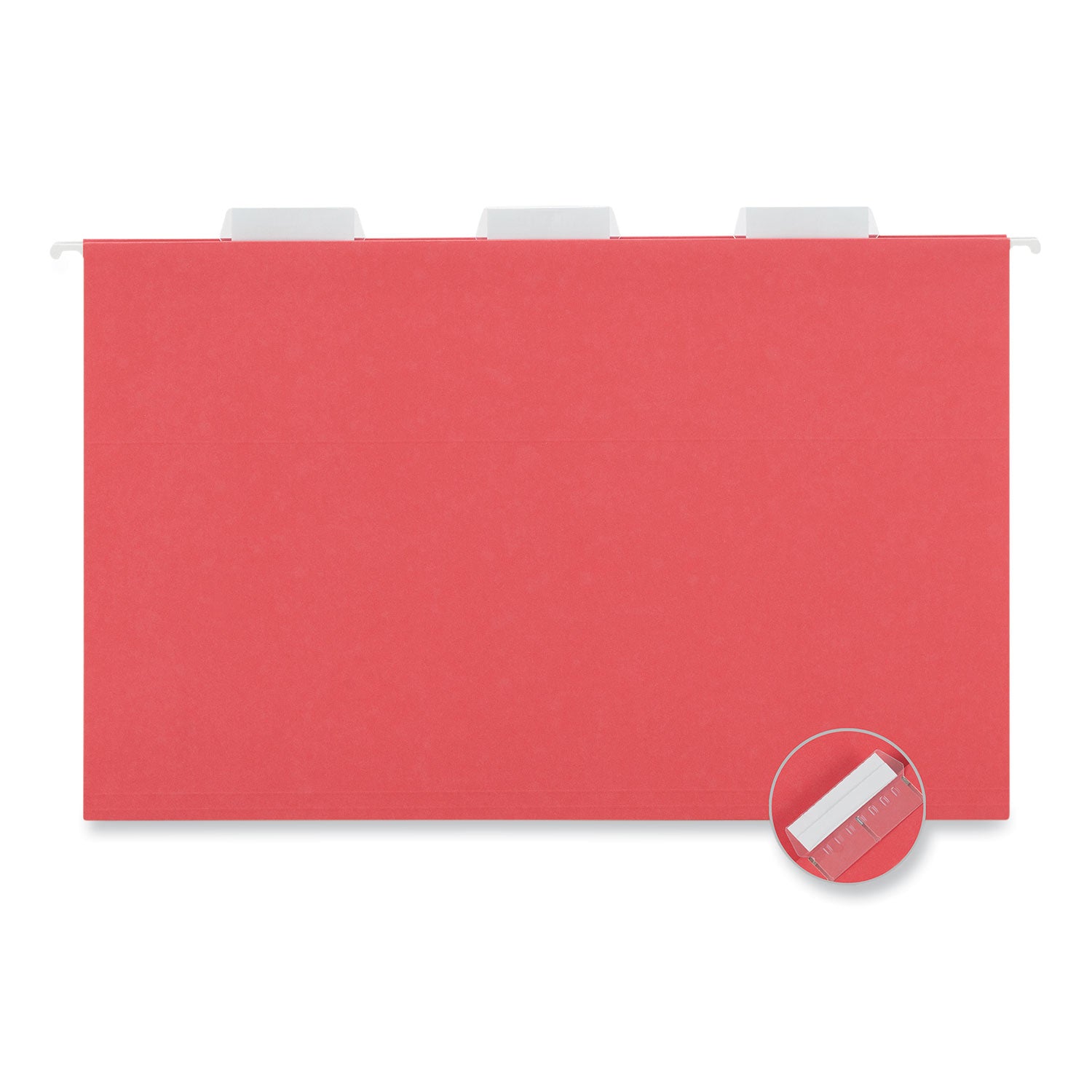 Deluxe Bright Color Hanging File Folders, Legal Size, 1/5-Cut Tabs, Red, 25/Box - 