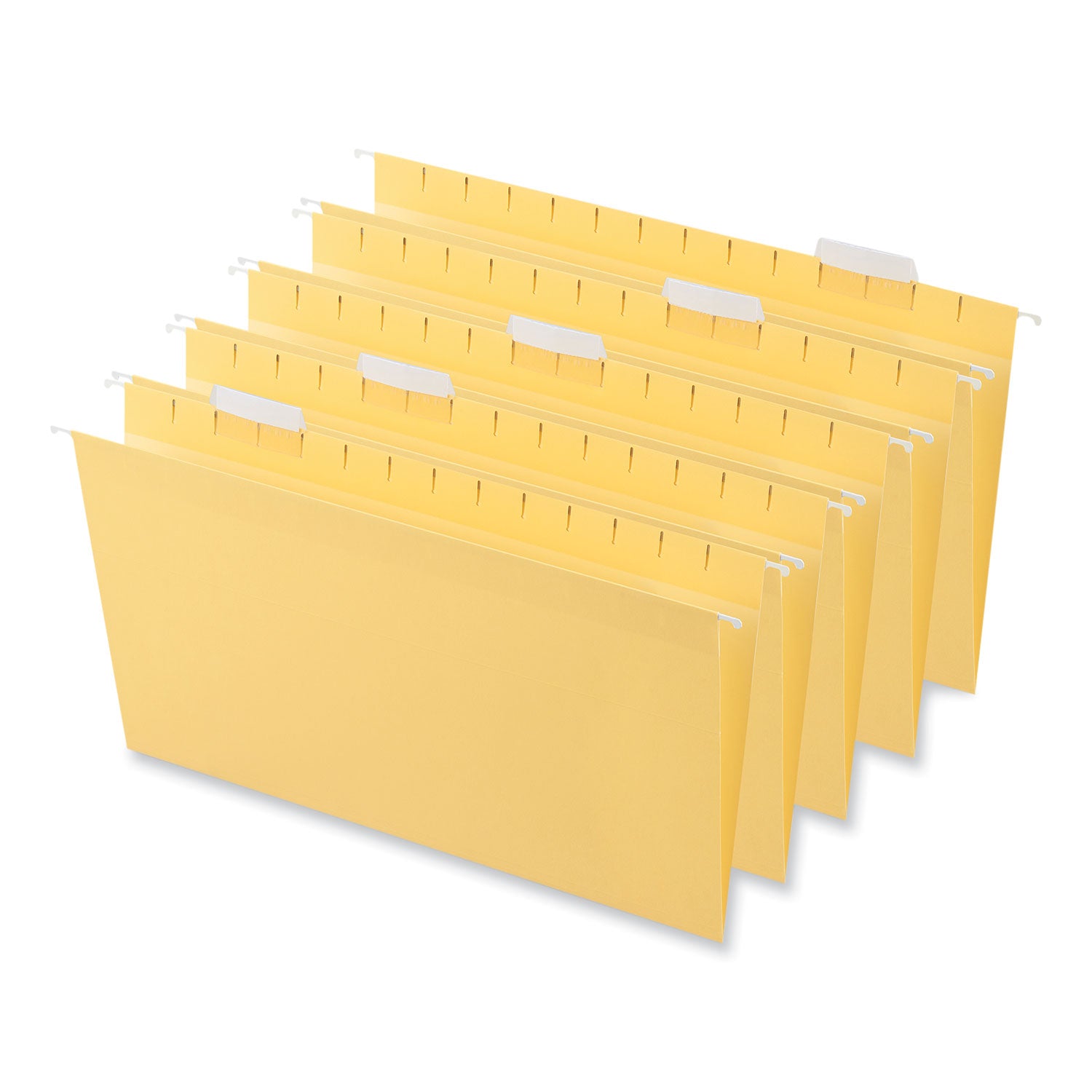 Deluxe Bright Color Hanging File Folders, Legal Size, 1/5-Cut Tabs, Yellow, 25/Box - 