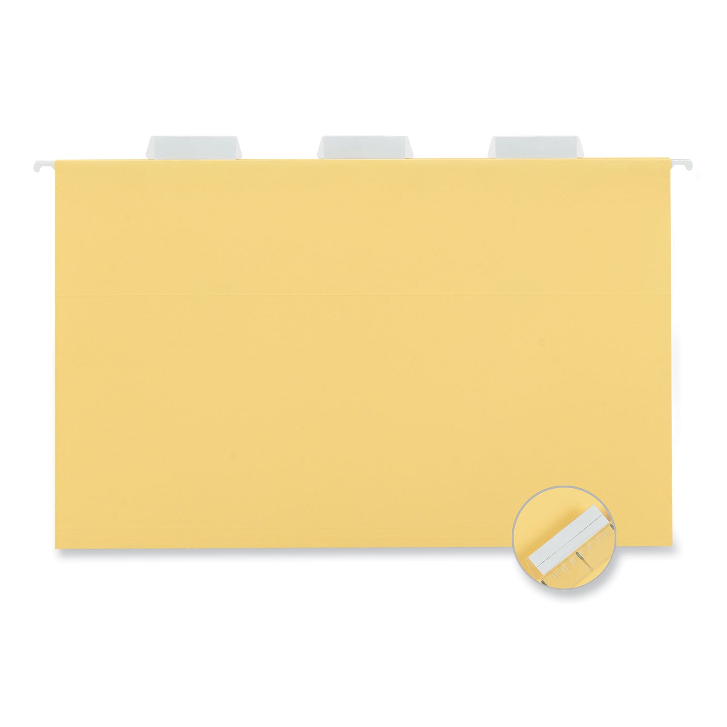 Deluxe Bright Color Hanging File Folders, Legal Size, 1/5-Cut Tabs, Yellow, 25/Box - 