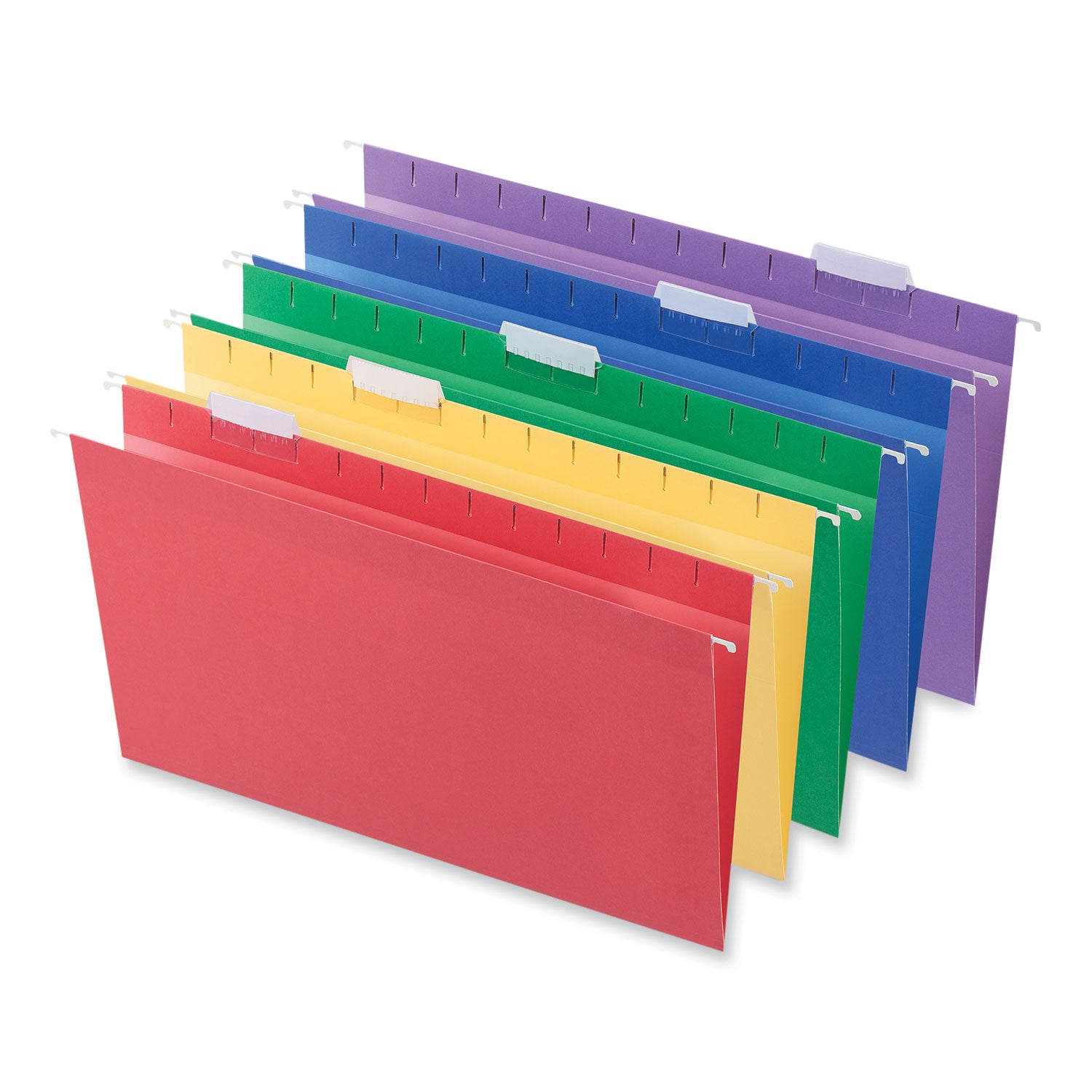 Deluxe Bright Color Hanging File Folders, Legal Size, 1/5-Cut Tabs, Assorted Colors, 25/Box - 