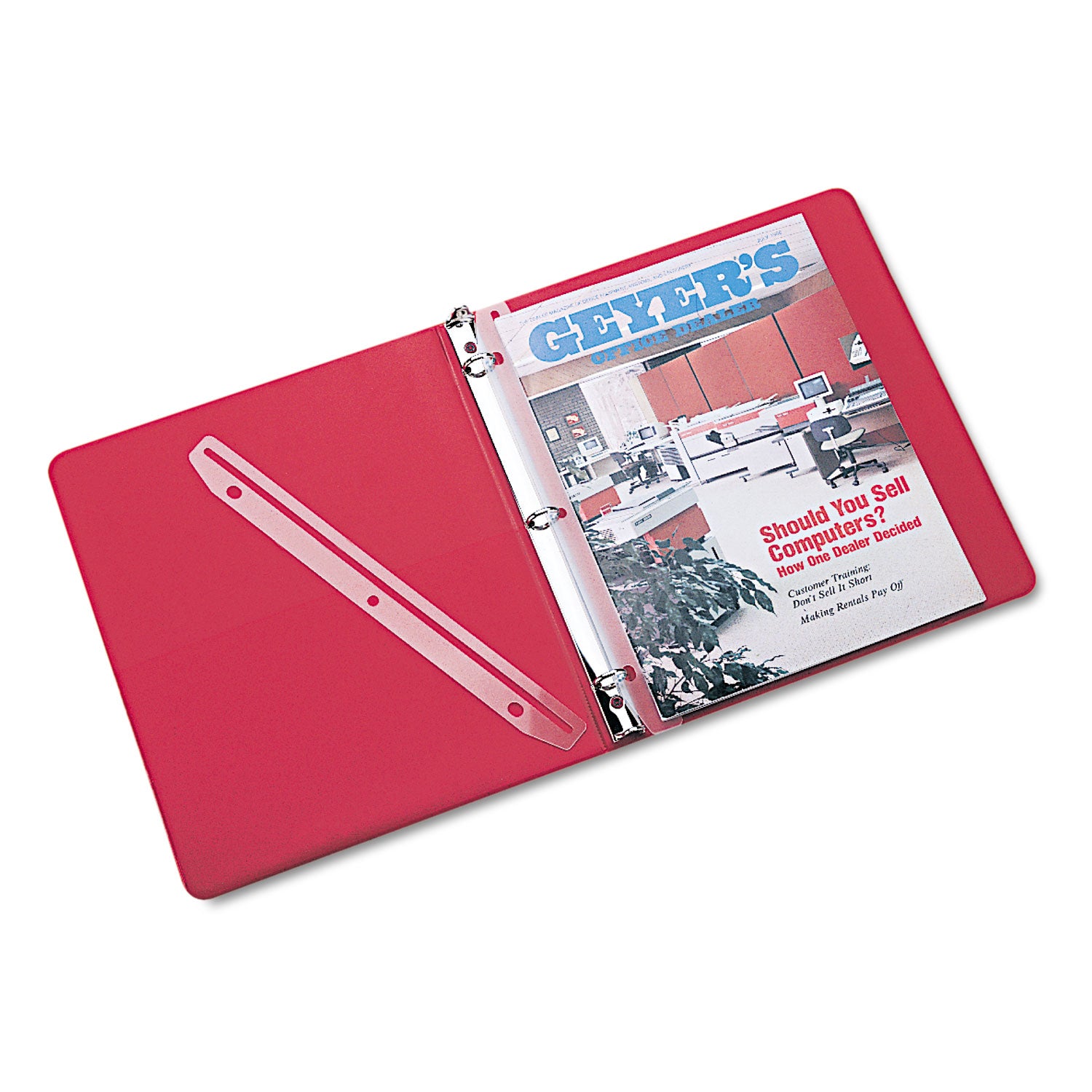 3-Hole Punched Plastic Edge Strip Magazine Holders For Ring Binders, 1 x 11.63, Frost, 12/Pack - 