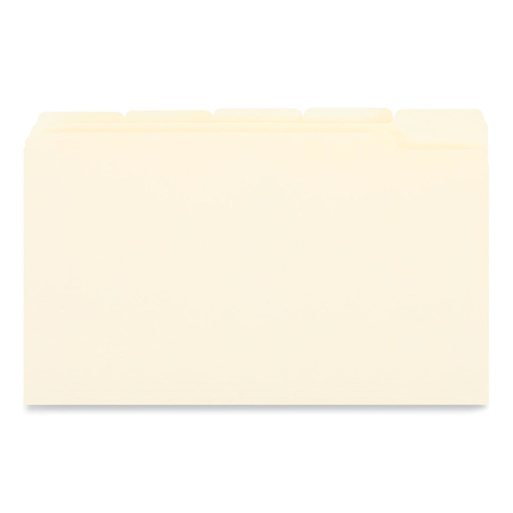 Top Tab File Folders, 1/5-Cut Tabs: Assorted, Legal Size, 0.75" Expansion, Manila, 100/Box