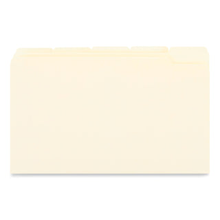 Top Tab File Folders, 1/5-Cut Tabs: Assorted, Legal Size, 0.75" Expansion, Manila, 100/Box