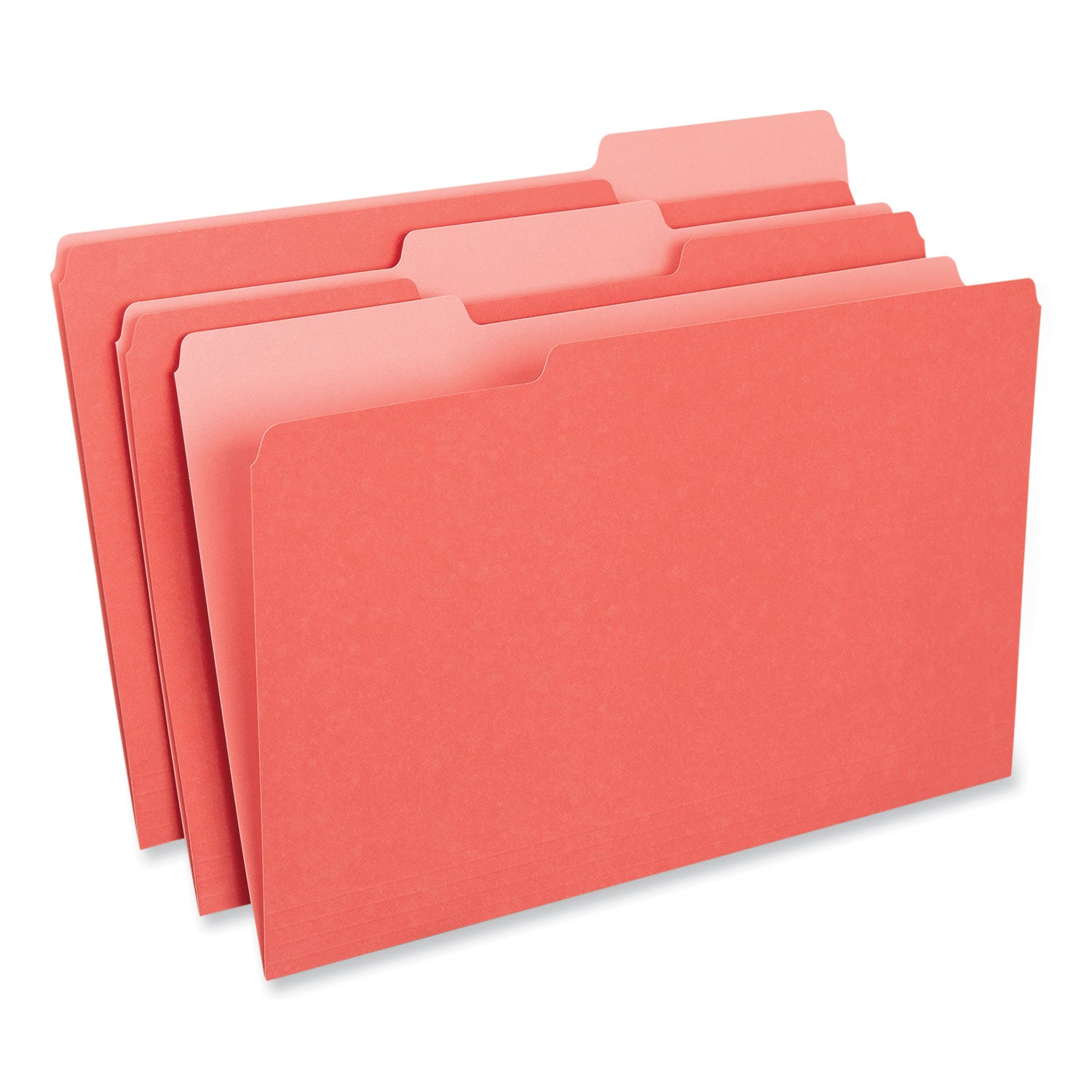 Interior File Folders, 1/3-Cut Tabs: Assorted, Legal Size, 11-pt Stock, Red, 100/Box - 