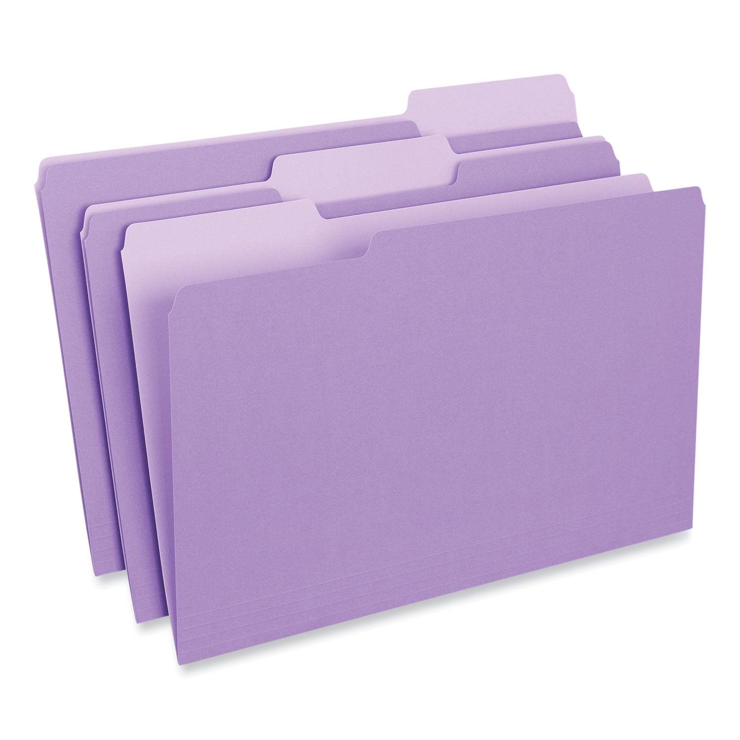Interior File Folders, 1/3-Cut Tabs: Assorted, Legal Size, 11-pt Stock, Violet, 100/Box - 