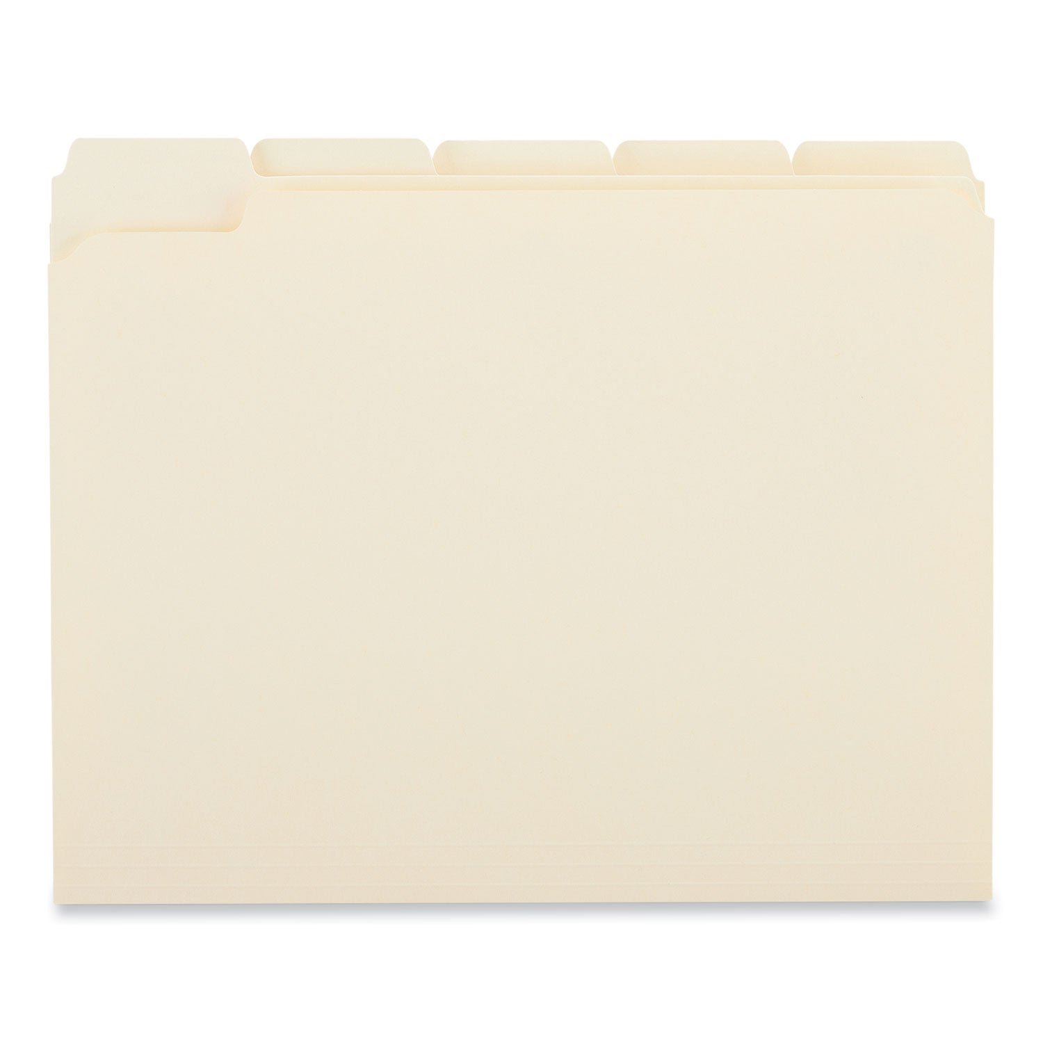 Double-Ply Top Tab Manila File Folders, 1/5-Cut Tabs: Assorted, Letter Size, 0.75" Expansion, Manila, 100/Box - 