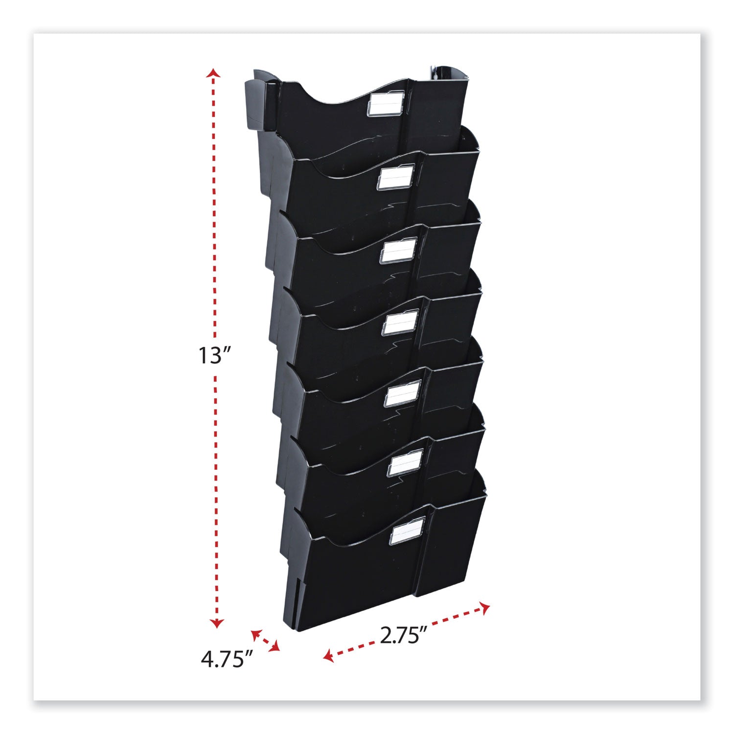Grande Central Filing System, 7 Sections, Legal/Letter Size, Wall Mount, 16" x 4.75" x 38.25", Black, 7/Pack - 