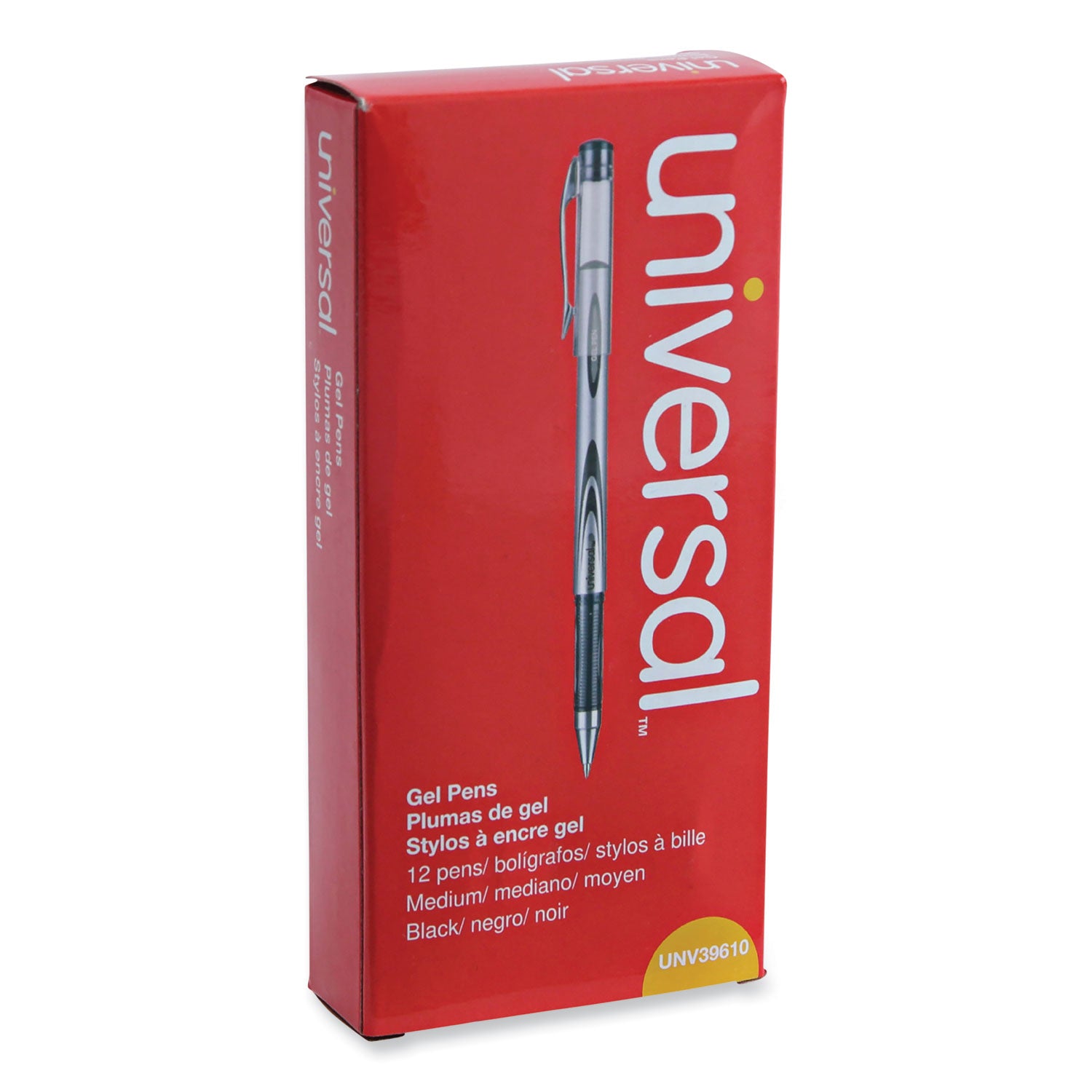Gel Pen, Stick, Medium 0.7 mm, Black Ink, Silver/Black Barrel, Dozen