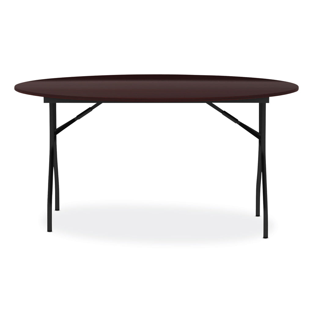 Round Wood Folding Table, 59" Diameter x 29.13h, Mahogany
