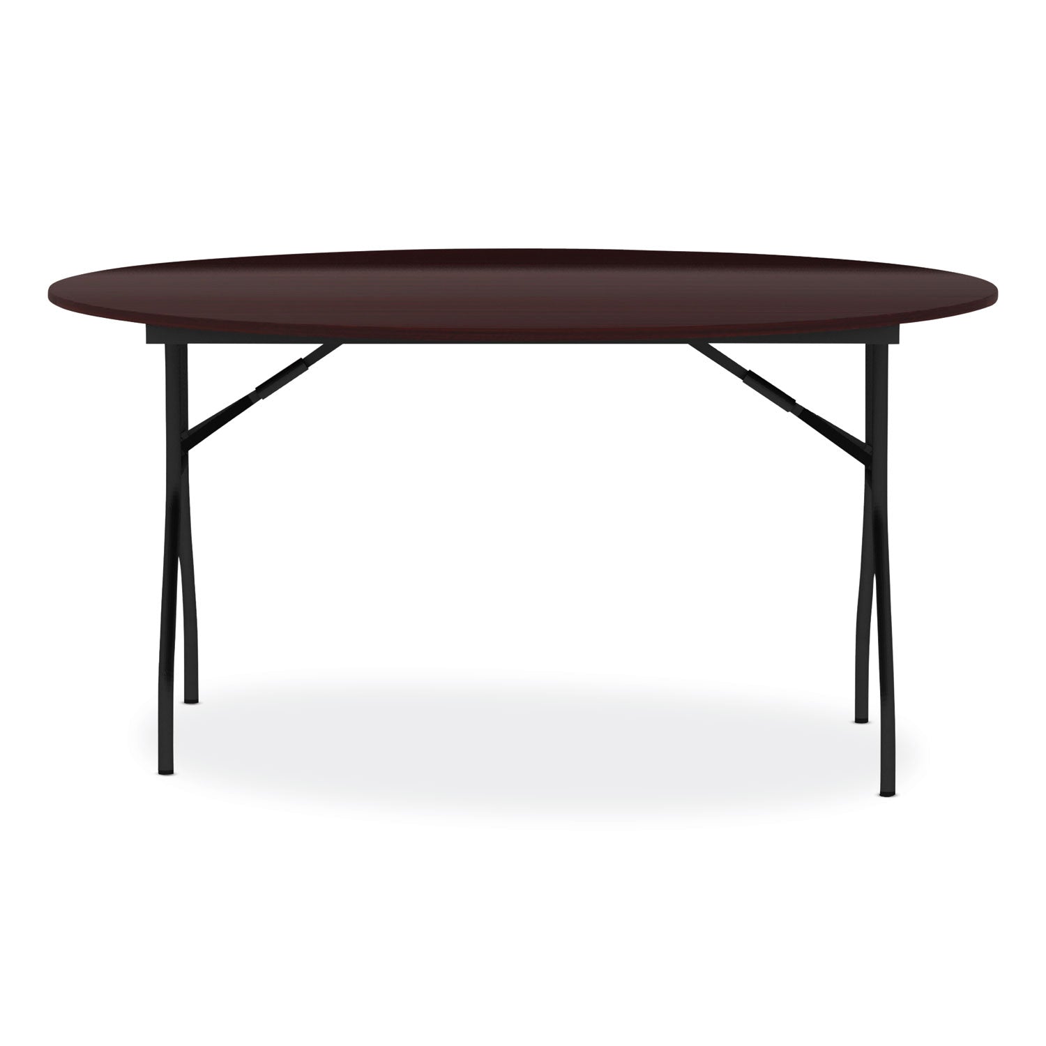 Round Wood Folding Table, 59" Diameter x 29.13h, Mahogany